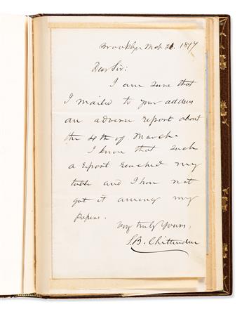 (LINCOLN, ABRAHAM--ALBUM.) Album containing 12 letters or notes, 7 documents, and two clipped signatures, bound into a volume, each Sig